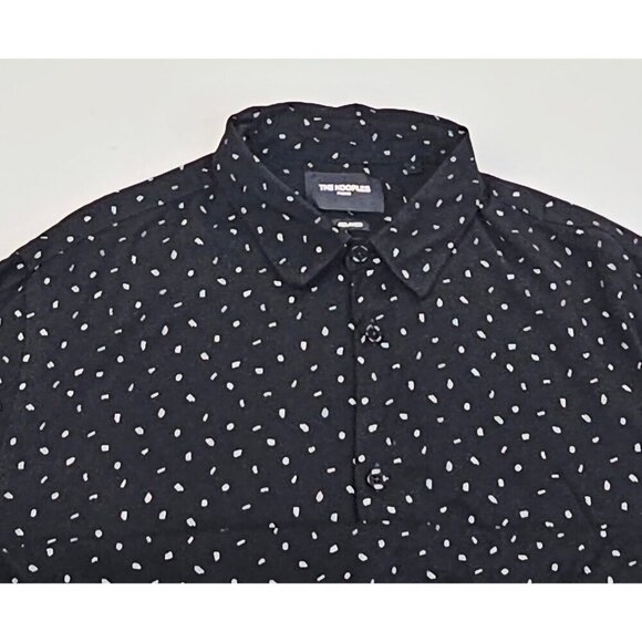 The Kooples Paris Relaxed Sz Large Mens Black Alphabet Long Sleeve Viscose Shirt - Picture 10 of 10